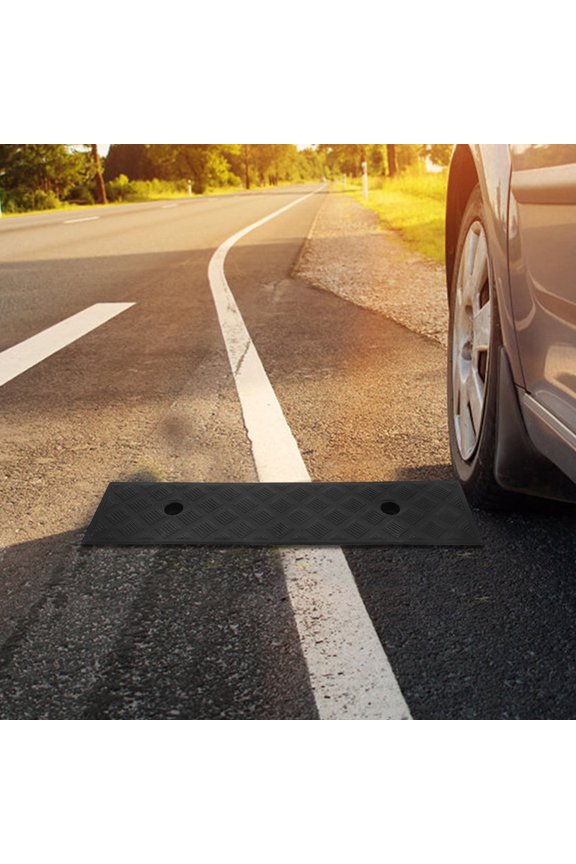 2Pcs Heavy Duty Rubber Driveway Ramp with 22 Degree Slope for Vehicle Access