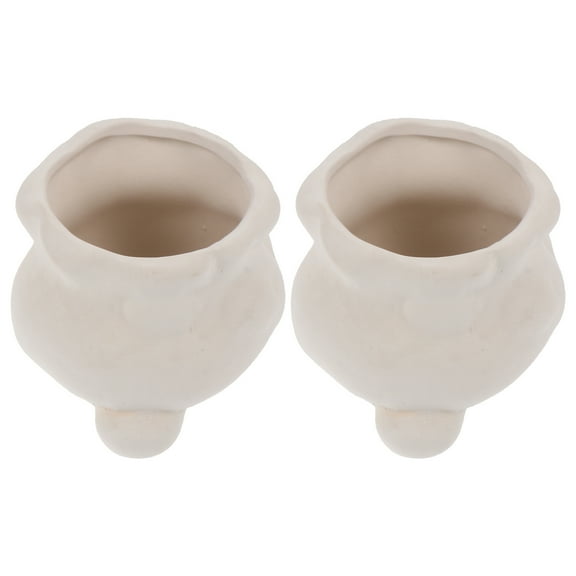 UNOMOR 2Pcs Spring Painting Flower Pot Ceramic Paintable Round for Home Decoration