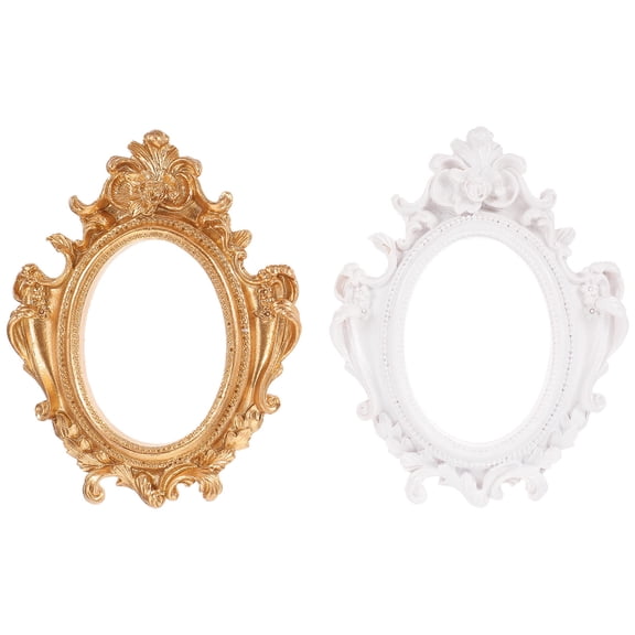 UNOMOR 2Set European Retro Photo Frame Resin Vintage Design for Living Room Home Use