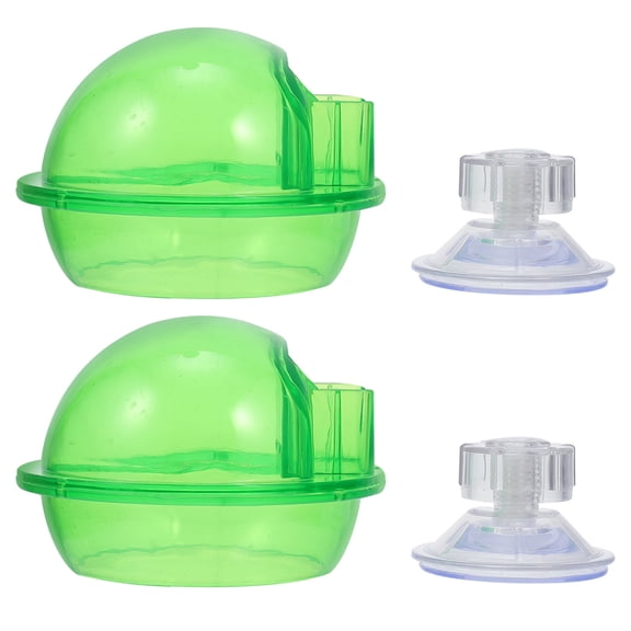 Soimiss 2Pcs Green Reptile Water Basin and Feeding Tool for Crawling Pets with Stability