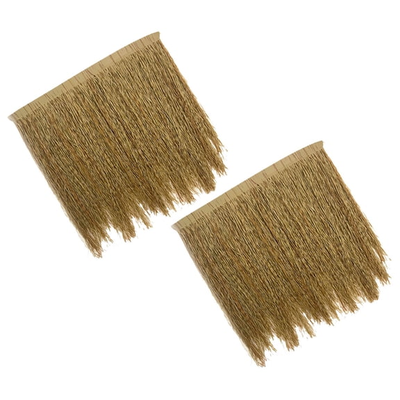 Soimiss 2Pcs Synthetic Thatch Roof Panels Coffee Color for Patio Garden DIY Rustic Style Decoration