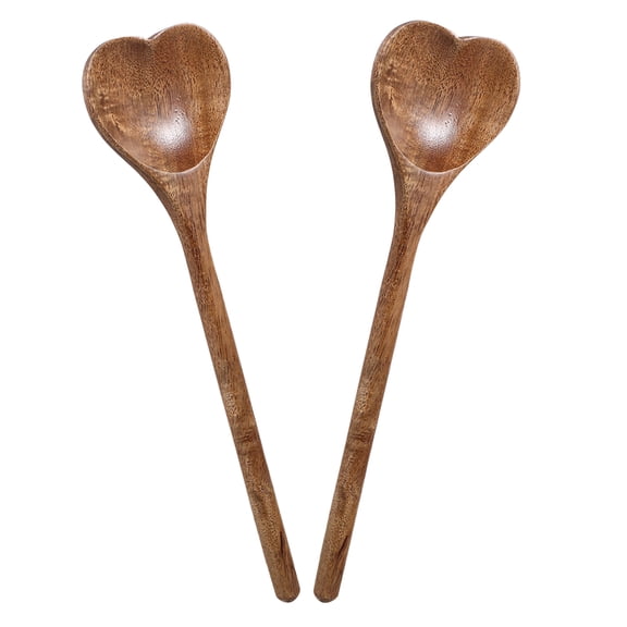 Soimiss Kids Cooking Utensils Heart Shaped Wooden Spoon 2Pcs