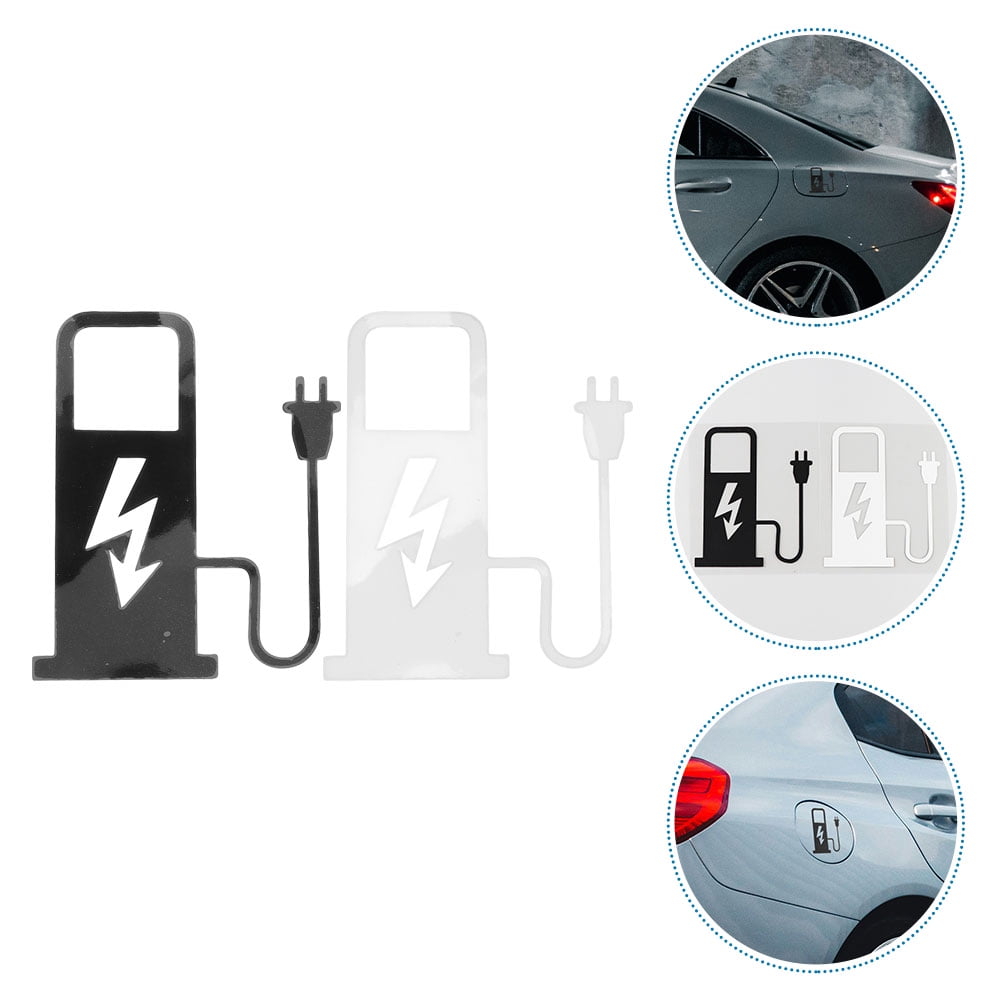 UNOMOR 2pcs Charging Stickers for Auto Electric Car Sticker PVC Black ...