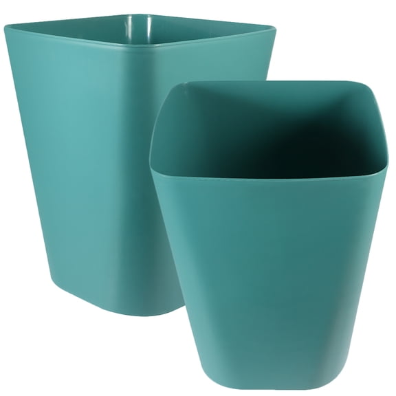 Soimiss 2Pcs Green Office Trash Can Plastic Waste Basket for Home Bedroom Bathroom Use