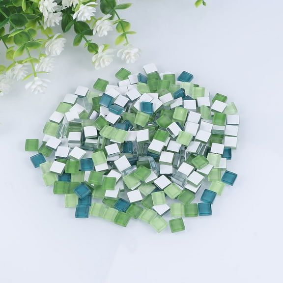 Soimiss 300Pcs Glass Wall Tile Decoration Assorted Color Mosaic for Living Room Kitchen Bathroom