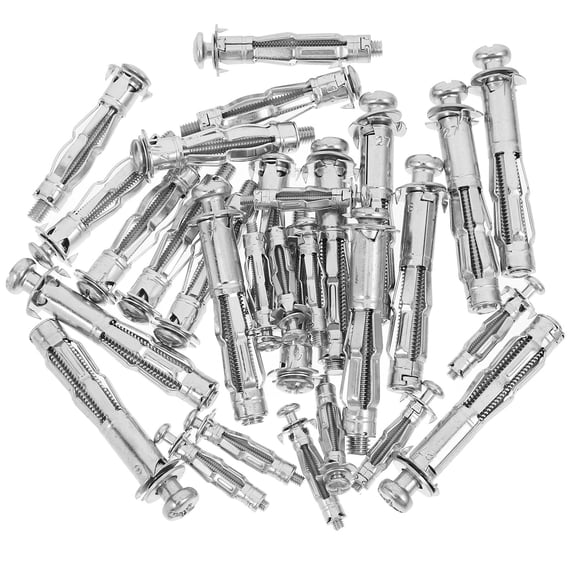 Soimiss 30Pcs Heavy Duty Wall Anchor Galvanized Steel Silver Threaded Design for Hollow Bricks Repair