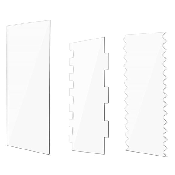 Soimiss 3Pcs Transparent Acrylic Cake Scrapers Reusable Non Stick Kitchen Baking Tools for Cream and Dough