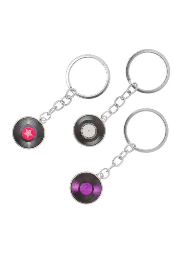 3Pcs Vinyl Record Keychains Metal Key Rings Durable Bag Hanging Pendants Assorted Colors