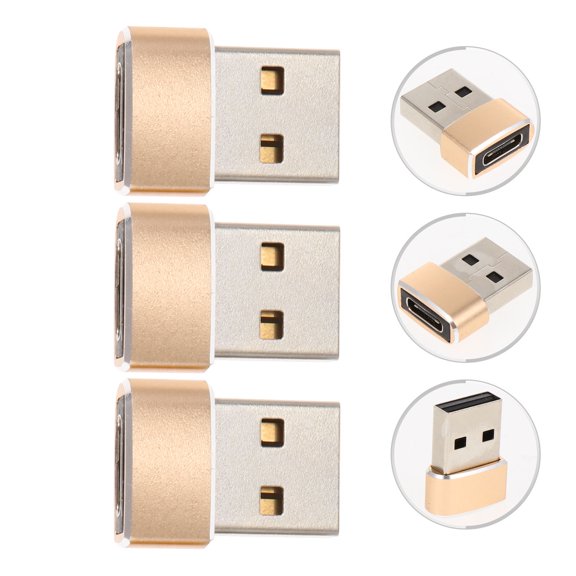 Soimiss 3Pcs USB to Type C Adapter Portable Metal Converter for Phone Tablet Laptop Charging and Data Transfer