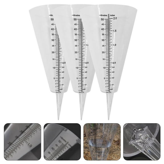 Soimiss 3Pcs Outdoor Rain Gauge Cone Shape Rain Meter with Large Scale for Garden Supplies