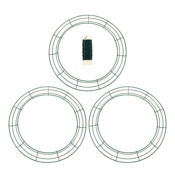 UNOMOR 3pcs Wreath Making Rings Green Iron for Artists Craft Projects Outdoor