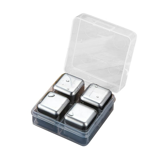 Soimiss Stainless Steel Chilling Ice Spheres Cooling Cubes 4 Pcs