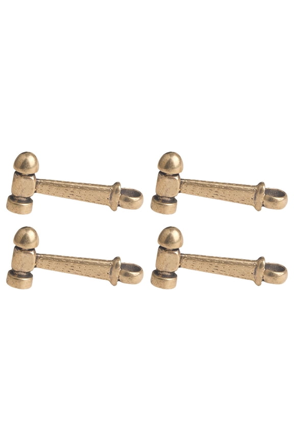 4Pcs Brass Hammer Charm Ornament DIY Keychain for Craft Enthusiasts Golden Compact Desktop Decor
