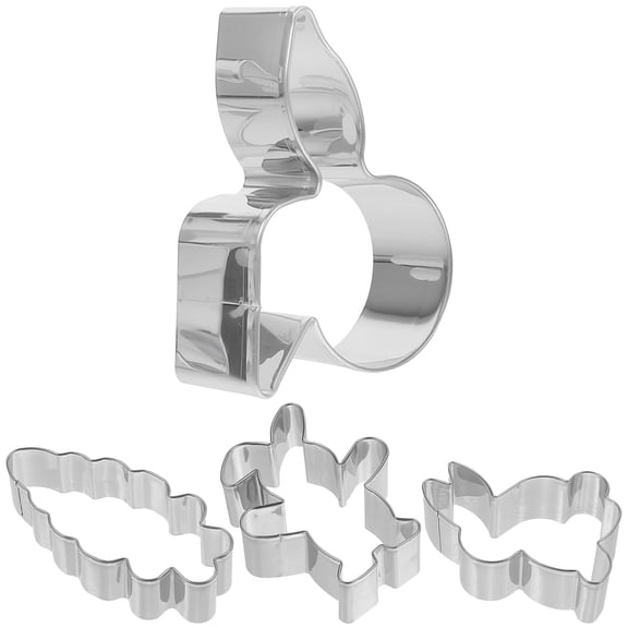 Soimiss 4pcs Cute Cookie Cutters Set Stainless Steel Rabbit Carrot Baking Tools for Easter Celebration