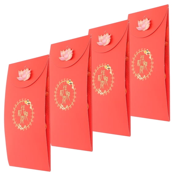 Soimiss 4Pcs Paper Red Envelopes Traditional Chinese Style Luck Money Bags for New Year