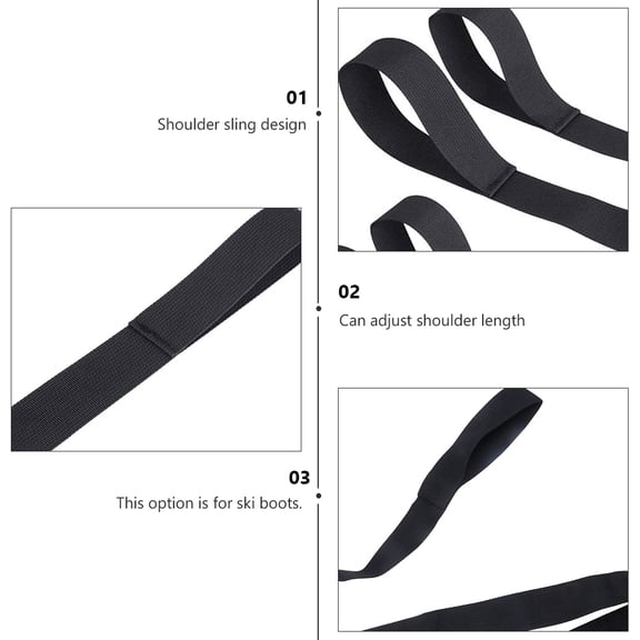 Soimiss 4Pcs Ski Shoulder Strap Black Polyester Adjustable Boot Carrier for Hands Free Transport