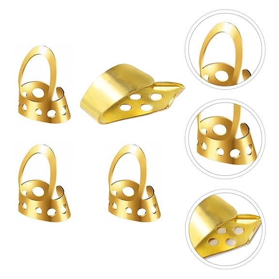Soimiss Adjustable Thumb Pick 4Pcs Golden Stainless Steel for Guitar and Other Instruments