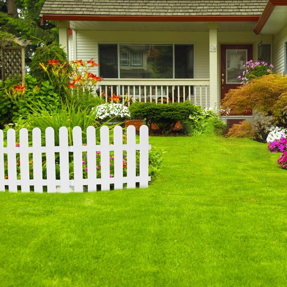 Soimiss 4Pcs PVC Plastic Garden Fence Panels for Outdoor Lawn Edging and Floral Bed Border Decoration