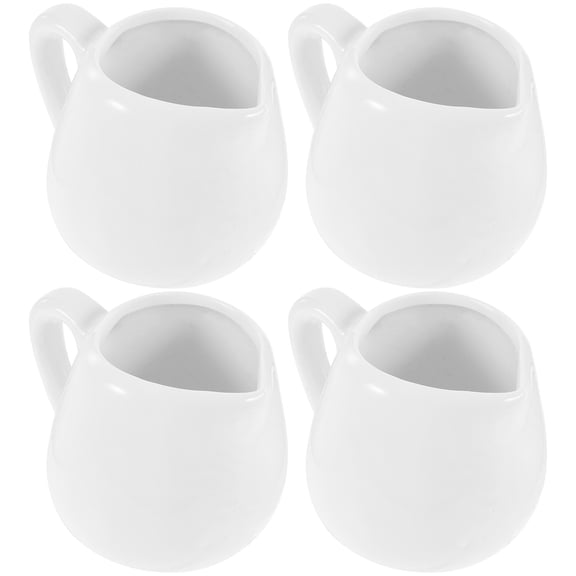 Soimiss 4Pcs White Ceramic Syrup Pitcher Small Creamer Container for Sauce and Milk