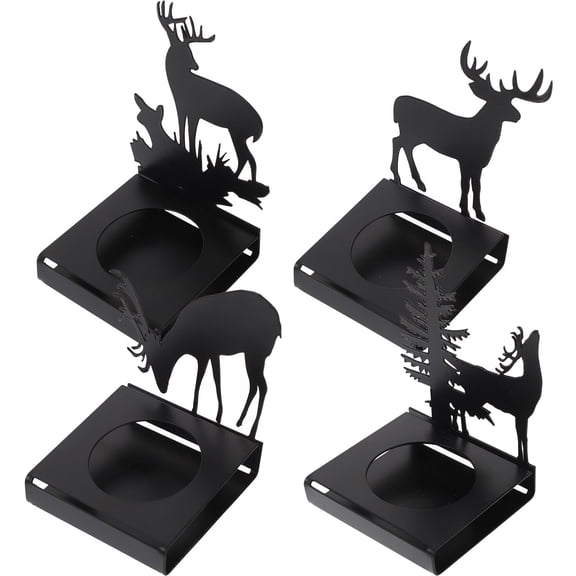 UNOMOR 4pcs Tea Light Holders Table Decoration Iron Elk Shaped Heat-resistant Home Decor