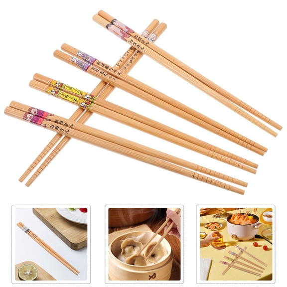 Soimiss Bamboo Chopsticks Multi-Color Lightweight Portable Fine Workmanship for Home Use 5Pairs