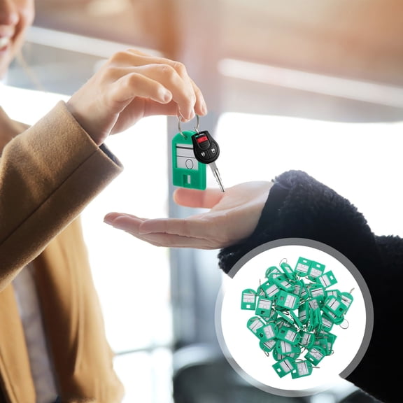 Soimiss 50Pcs Key Identification Tags Plastic Green for Portable Key Management