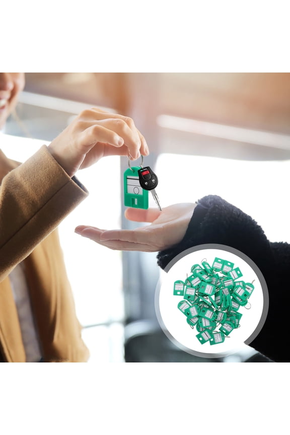50Pcs Key Identification Tags Plastic Green for Portable Key Management