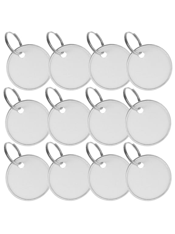 50Pcs Plated Silver Metal Key Tags with Labels and Split Rings Writable Cards for Organizing Keys and Luggage