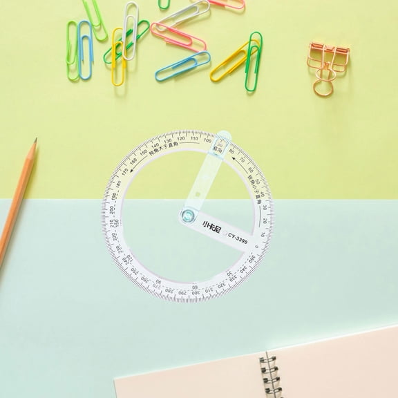 Soimiss 5Pcs Multi Function Transparent Circle Protractor for Drawing and Measuring Angles