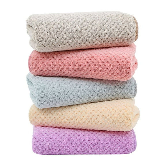 Soimiss 5Pcs Stylish Assorted Color Bath Towels with Pineapple Texture for Barber Shops and Home