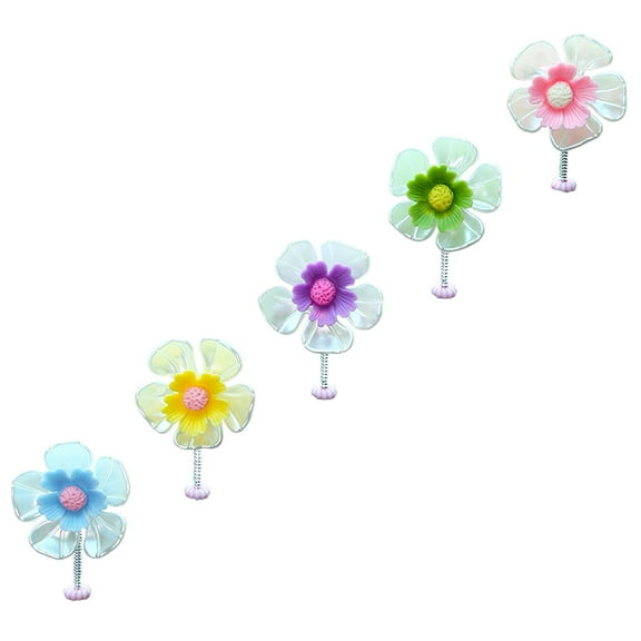 UNOMOR 5pcs Dashboard Spring Small Flower Assorted Color ABS Car Accessories Flower Homeowners