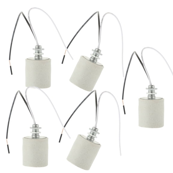Soimiss 5Pcs Temperature Resistant E27 Ceramic Lamp Socket White Smooth Surface for Various Lighting