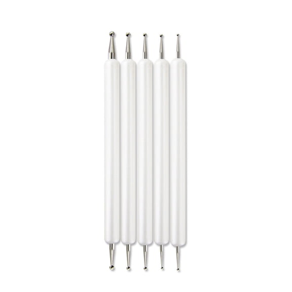 UNOMOR 5pcs Molding Clay Tools Indentation Pen Stainless Steel White for Craft Projects