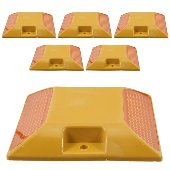 Soimiss 6Pcs Heavy Duty Plastic Driveway Reflectors Yellow with High Visibility Reflective Performance