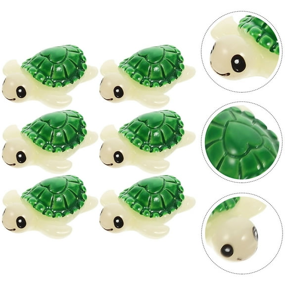 UNOMOR 6Pcs Small Turtle Synthetic Resin Green Micro Landscape Garden Accessories