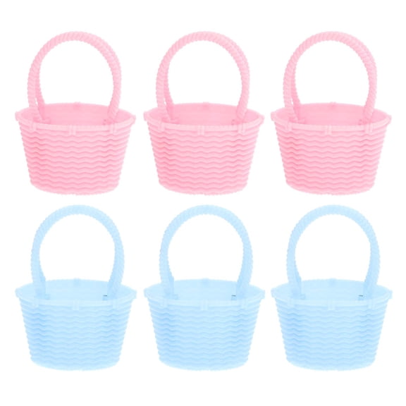 Soimiss Easter Egg Handheld Basket for Storage Use Made of Durable Plastic in Assorted Colors 6 Pieces