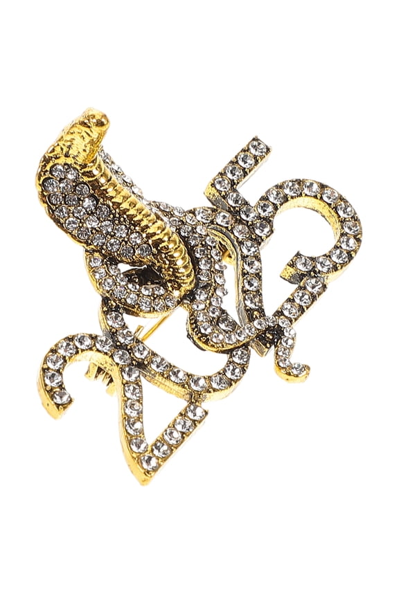 Rhinestone Snake Brooch Pin Golden Animal Brooch Stylish Lapel Pin for Coats and Sweaters