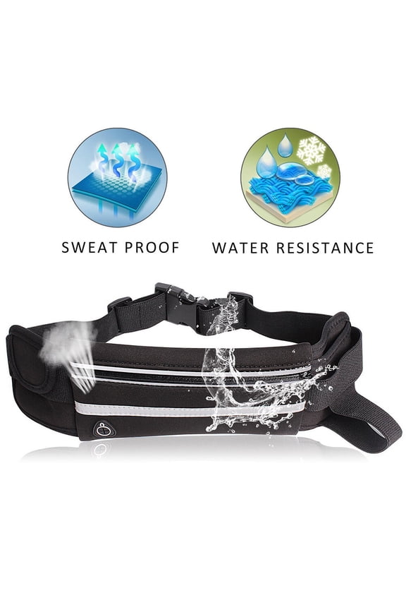 Sports Fanny Pack Black Waist Pouch Lightweight for Hiking Biking and Travel