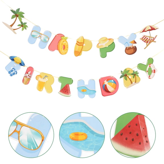 UNOMOR Beach Party Banner Multi-colored Paper 1 Set for Photography Props and Stage Decorations