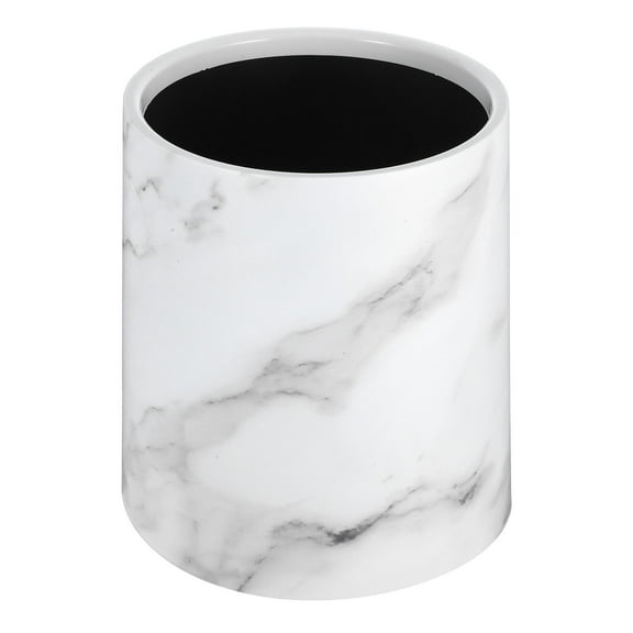 Soimiss Home Plastic Marbling Garbage Container White Waste Paper Basket