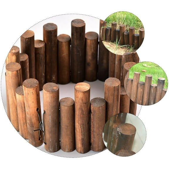 Soimiss Decorative Brown Wood Log Edging for Garden Fence and Flower Bed Border