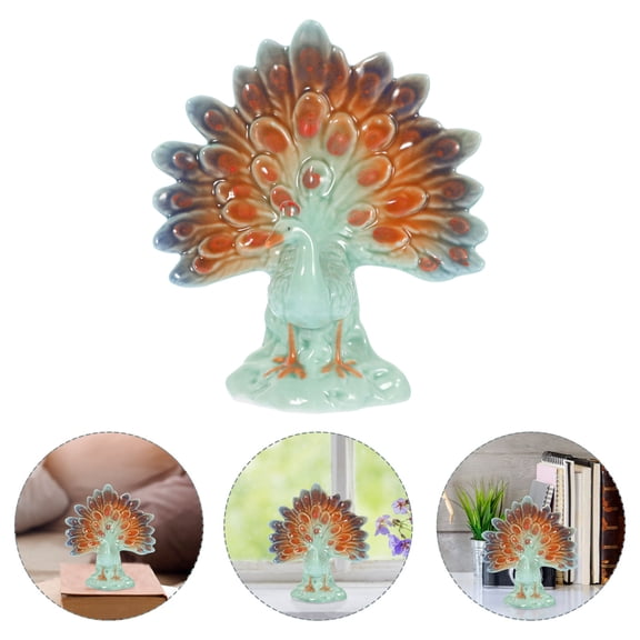 UNOMOR Ceramic Peacock Figurine Ornament Animal Statue Decor Unique Desktop Decoration For Home Garden Craftsmanship