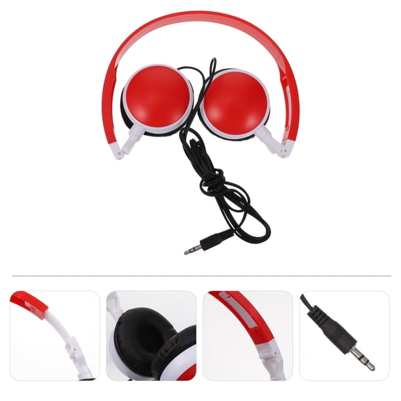 Soimiss 1Pc Red Foldable Headphone Wired Stereo Music Headset Comfortable Cushion
