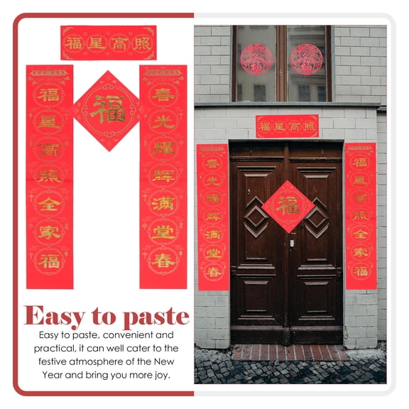 Soimiss 1Set Spring Festival Red Couplets and Decorative Window Decals for New Year Celebration