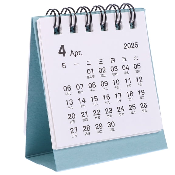 Soimiss Convenient Sky Blue Small Desk Calendar 2025 Standing Table Calendar for Daily Planning