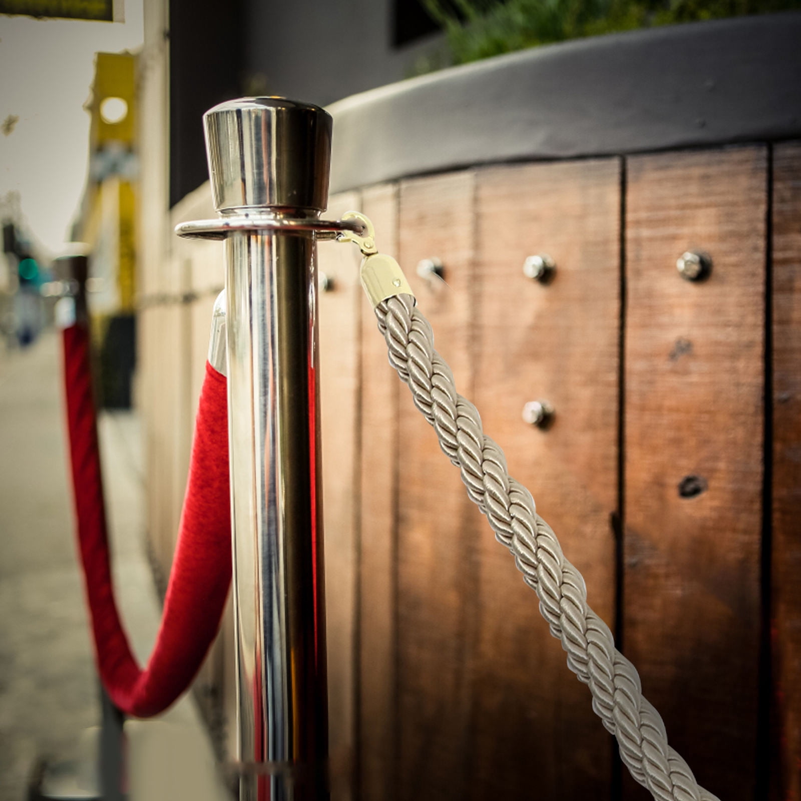 Soimiss Brown Jute Stanchion Rope with Zinc Alloy Hooks for Crowd ...