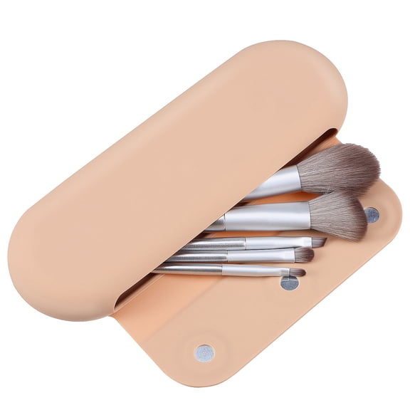 Soimiss Silicone Makeup Brush Holder Case in Khaki Soft Texture Easy One Hand Operation