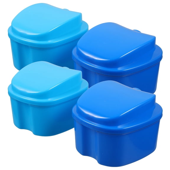 UNOMOR Denture Case with Cover Design for Storage Made of ABS and PP Blue Lightweight Portable Small Size