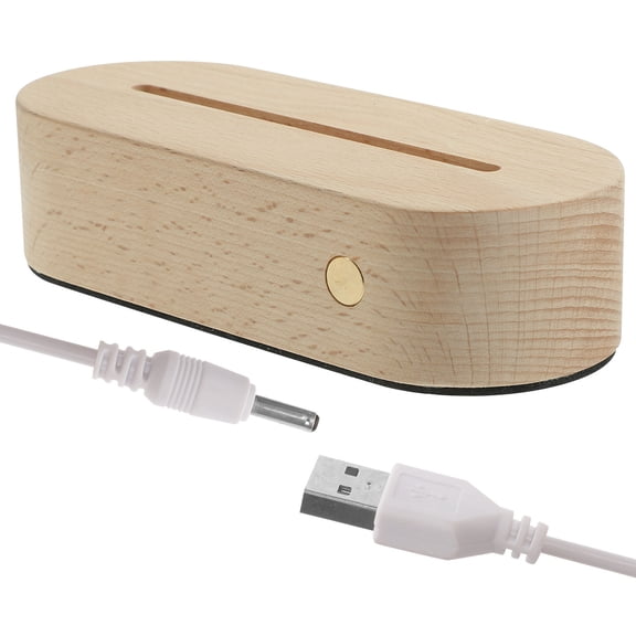 Soimiss LED Light Base Wood Stand for Acrylic and Glass Art Display in Light Yellow