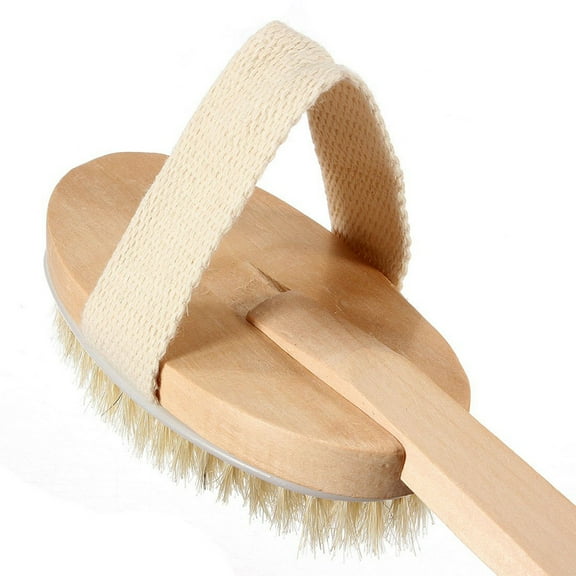 UNOMOR Dualpurpose Detachable Long Wooden Handle Natural Bristle Bath Body Brush Massager Back Brush Spa Scrubber